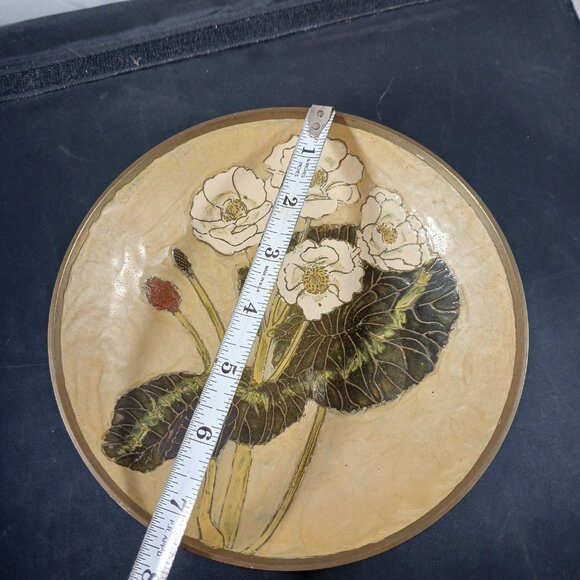 Vintage India Brass Enameled Trinket Bowl 6" diameter - Picture 6 of 8